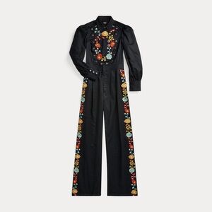 Ralph Lauren RRL Embroidered Crepe Wide-Leg Jumpsuit Size 2
